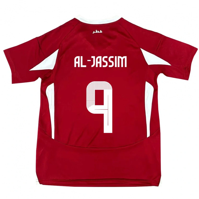 Danxen Bambino Maglia Qatar Kholoud Al Jassim #9 Rosso Kit Gara Home 24-26 Maglietta