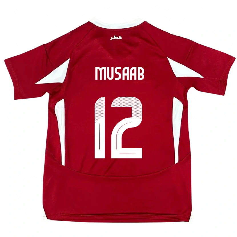Danxen Bambino Maglia Qatar Musaab Khidir #12 Rosso Kit Gara Home 24-26 Maglietta