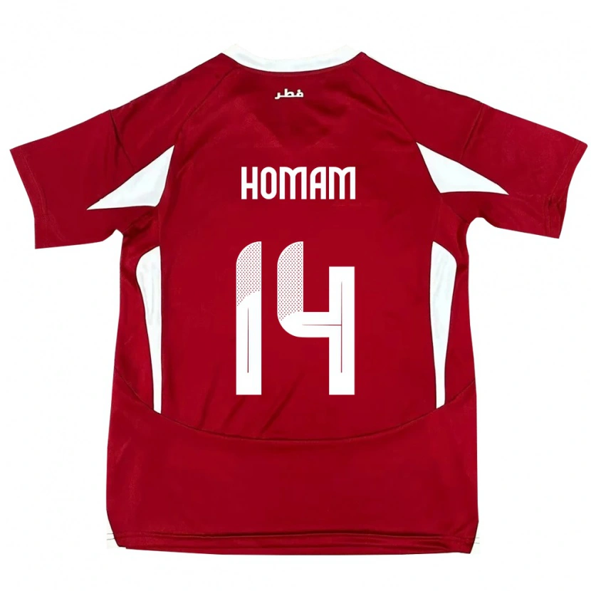 Danxen Bambino Maglia Qatar Homam Ahmed #14 Rosso Kit Gara Home 24-26 Maglietta