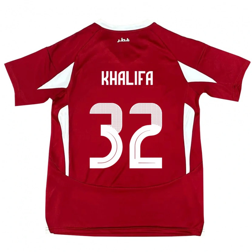 Danxen Bambino Maglia Qatar Duana Khalifa #32 Rosso Kit Gara Home 24-26 Maglietta