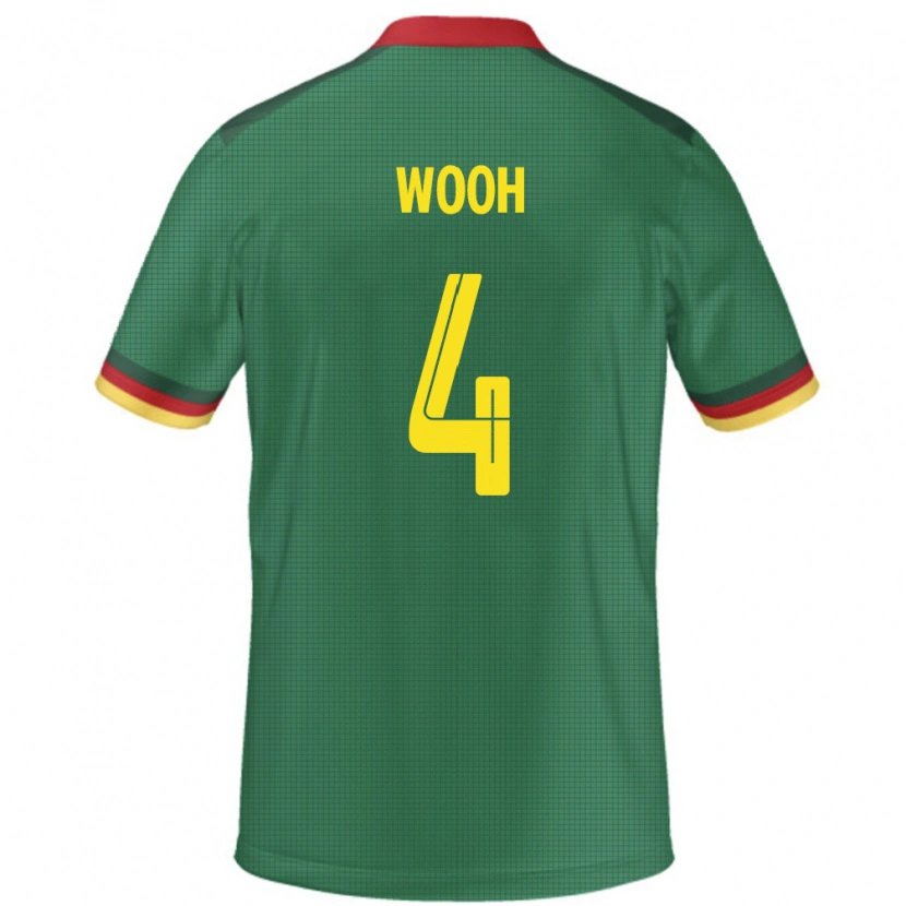 Danxen Bambino Maglia Camerun Christopher Wooh #4 Verde Kit Gara Home 24-26 Maglietta