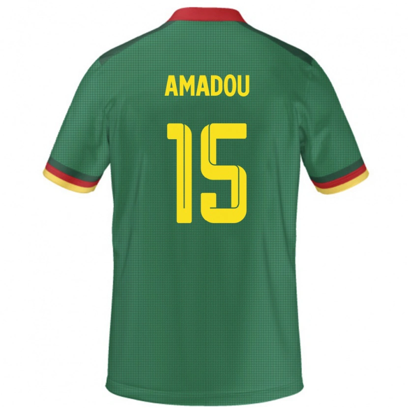 Danxen Bambino Maglia Camerun Daouda Amadou #15 Verde Kit Gara Home 24-26 Maglietta