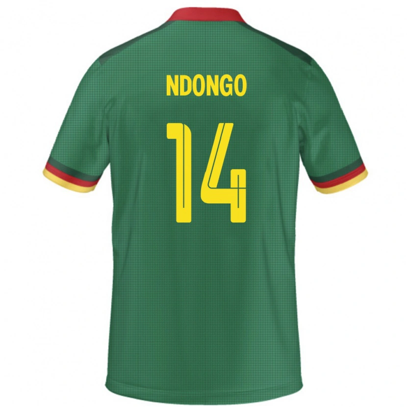 Danxen Bambino Maglia Camerun Nassourou Ndongo #14 Verde Kit Gara Home 24-26 Maglietta