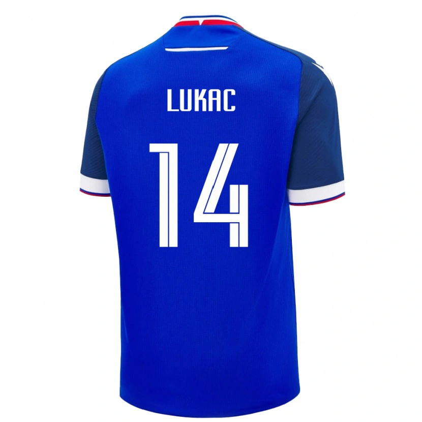 Danxen Bambino Maglia Slovacchia Andrej Lukac #14 Blu Kit Gara Home 24-26 Maglietta
