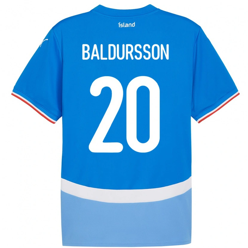 Danxen Bambino Maglia Islanda Andri Fannar Baldursson #20 Blu Kit Gara Home 24-26 Maglietta