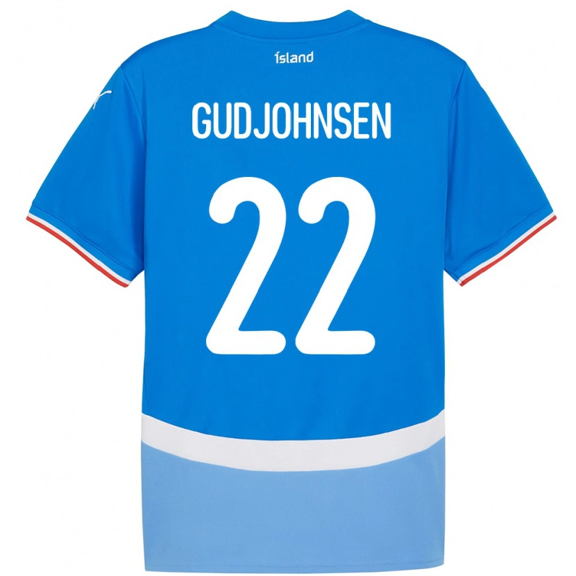 Danxen Bambino Maglia Islanda Andri Gudjohnsen #22 Blu Kit Gara Home 24-26 Maglietta
