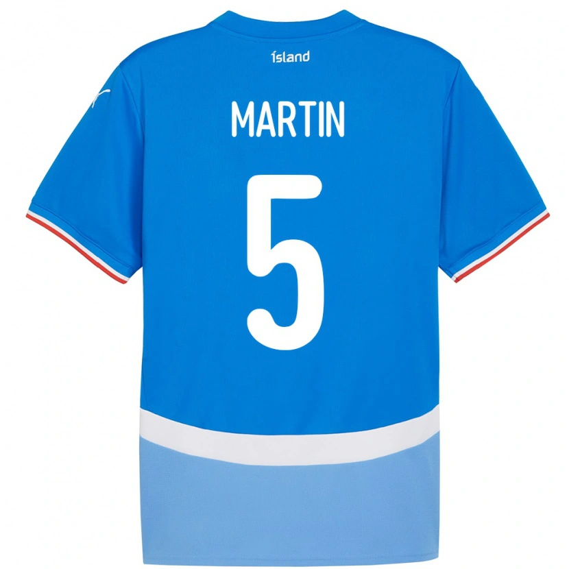 Danxen Bambino Maglia Islanda Markús Andri Daníelsson Martin #5 Blu Kit Gara Home 24-26 Maglietta