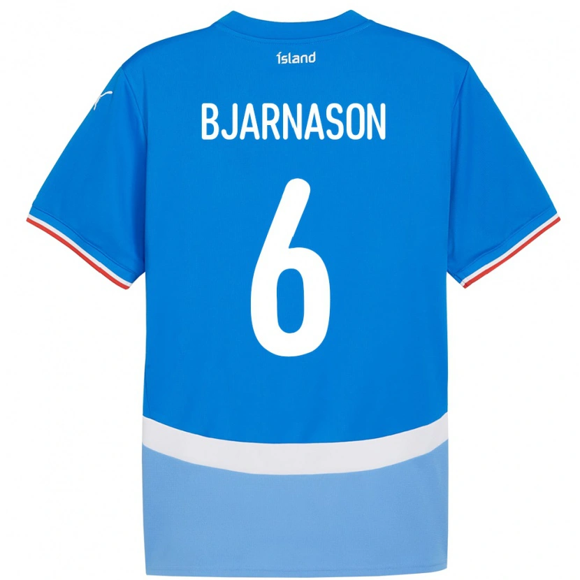 Danxen Bambino Maglia Islanda Jóhannes Kristinn Bjarnason #6 Blu Kit Gara Home 24-26 Maglietta
