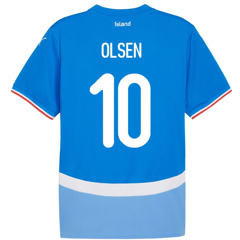 Danxen Bambino Maglia Islanda Gunnar Olsen #10 Blu Kit Gara Home 24-26 Maglietta