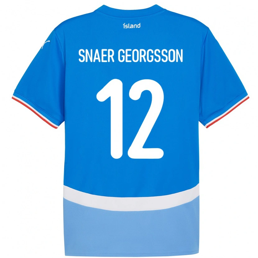 Danxen Bambino Maglia Islanda Halldór Snaer Georgsson #12 Blu Kit Gara Home 24-26 Maglietta