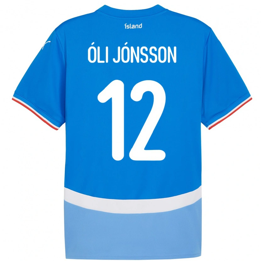 Danxen Bambino Maglia Islanda Haukur Óli Jónsson #12 Blu Kit Gara Home 24-26 Maglietta