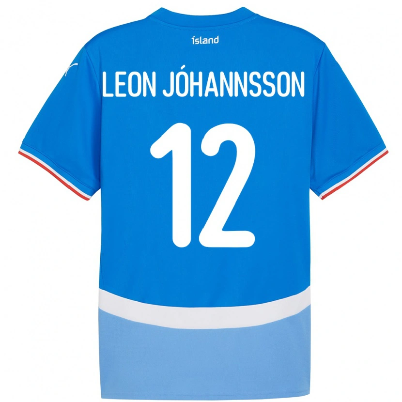 Danxen Bambino Maglia Islanda Marten Leon Jóhannsson #12 Blu Kit Gara Home 24-26 Maglietta