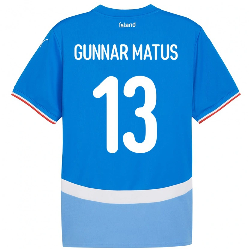 Danxen Bambino Maglia Islanda Aron Gunnar Matus #13 Blu Kit Gara Home 24-26 Maglietta