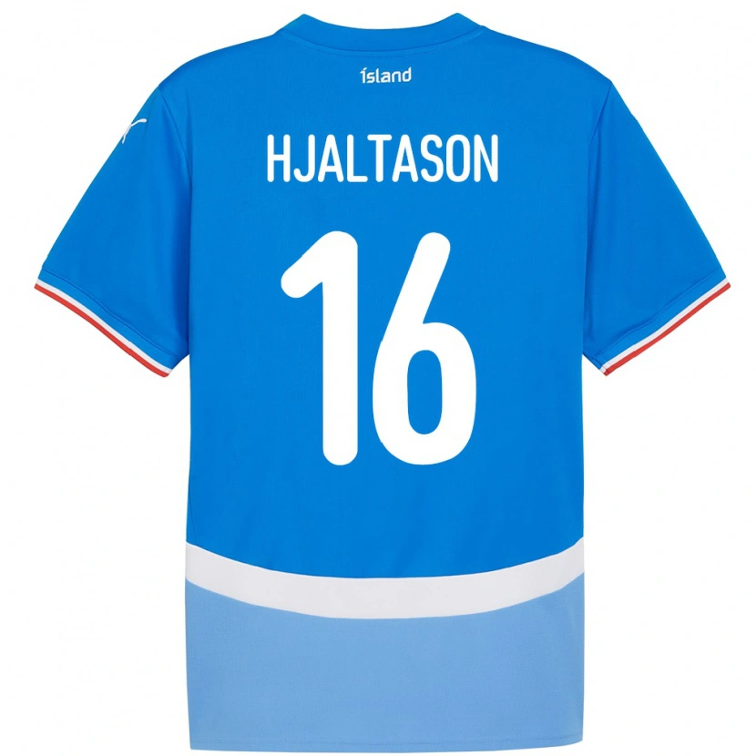 Danxen Bambino Maglia Islanda Kristian Hjaltason #16 Blu Kit Gara Home 24-26 Maglietta