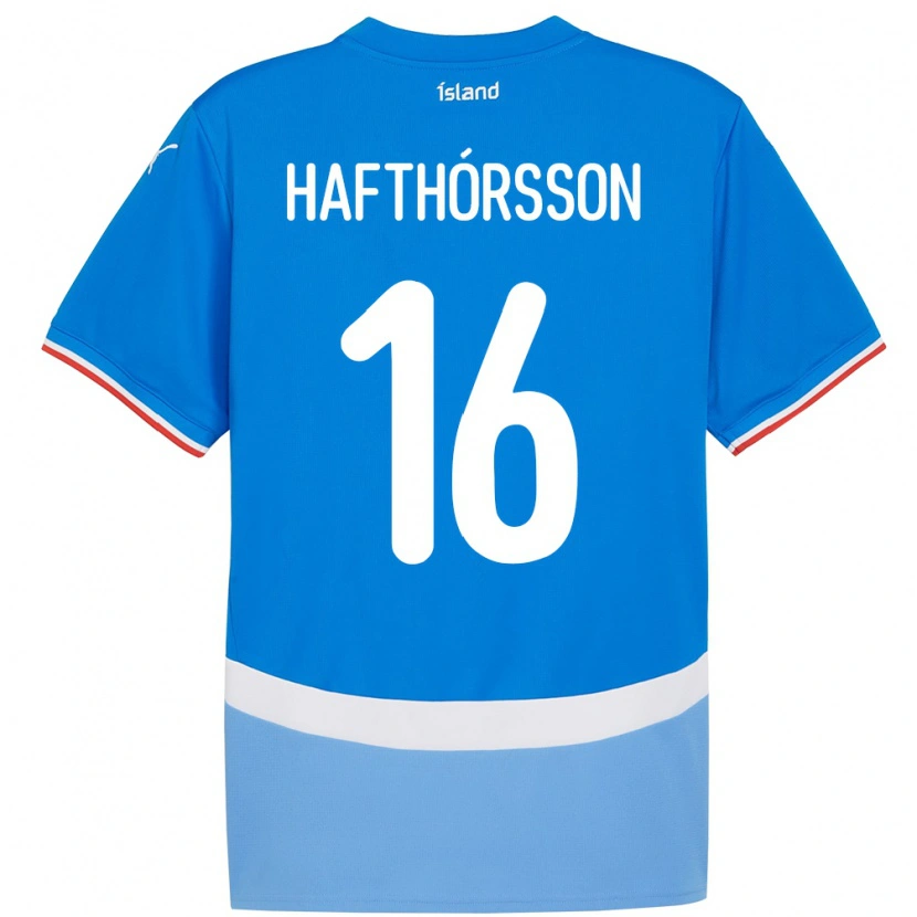 Danxen Bambino Maglia Islanda Gestur Alexander Hafthórsson #16 Blu Kit Gara Home 24-26 Maglietta