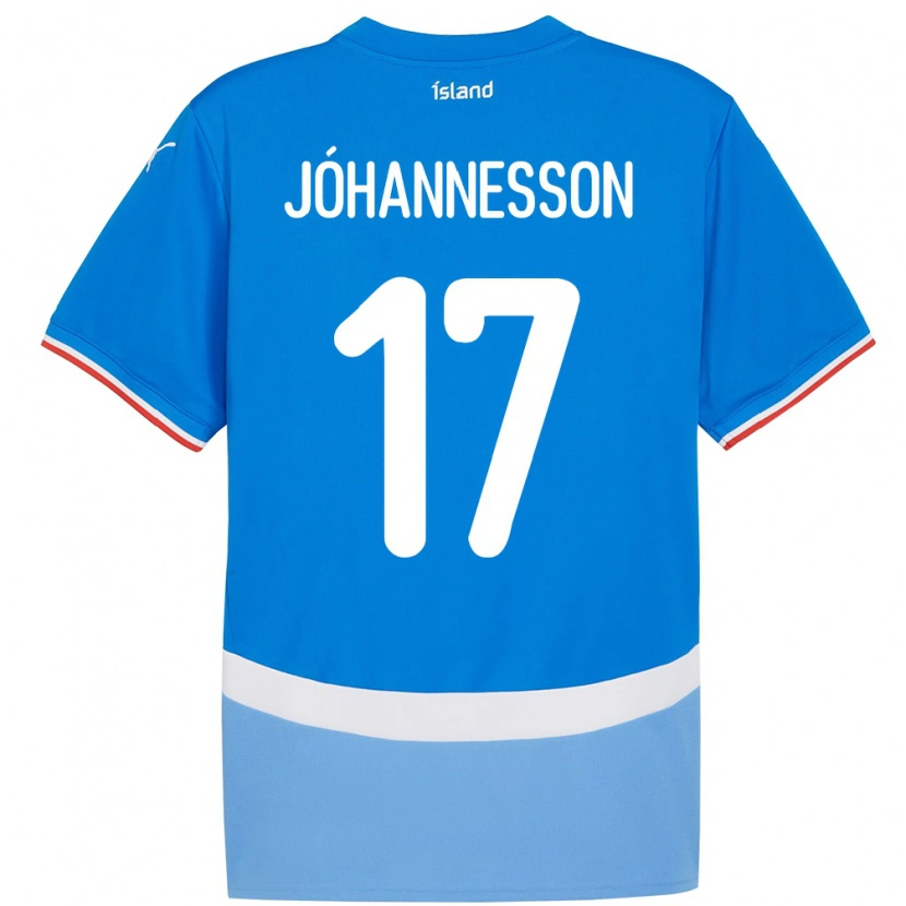 Danxen Bambino Maglia Islanda Daniel Jóhannesson #17 Blu Kit Gara Home 24-26 Maglietta