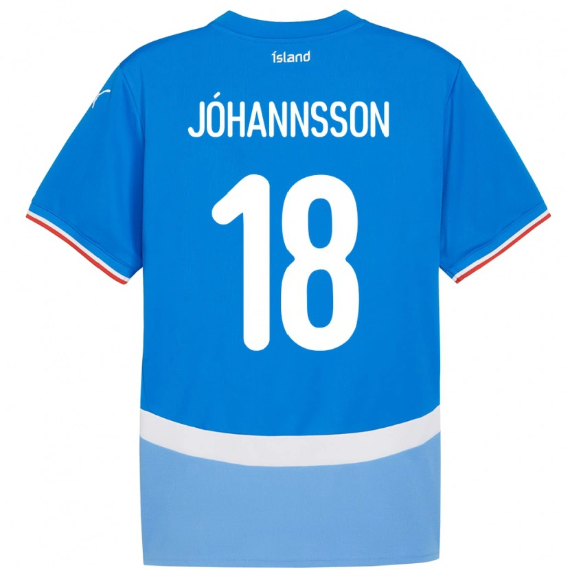 Danxen Bambino Maglia Islanda Helgi Jóhannsson #18 Blu Kit Gara Home 24-26 Maglietta