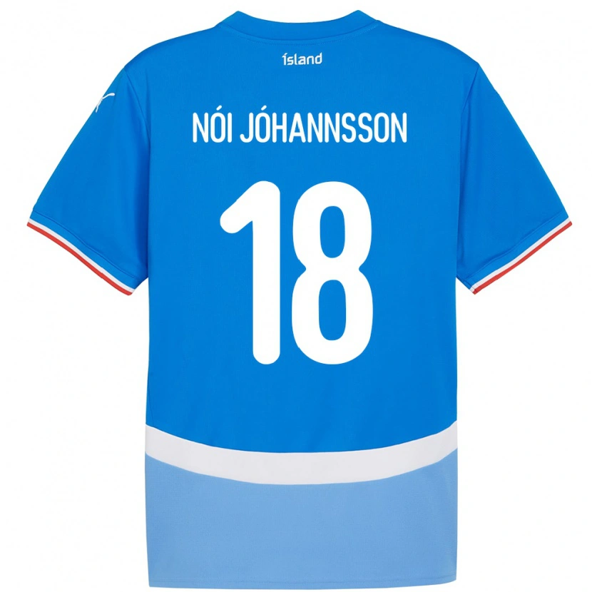 Danxen Bambino Maglia Islanda Sigurdur Nói Jóhannsson #18 Blu Kit Gara Home 24-26 Maglietta