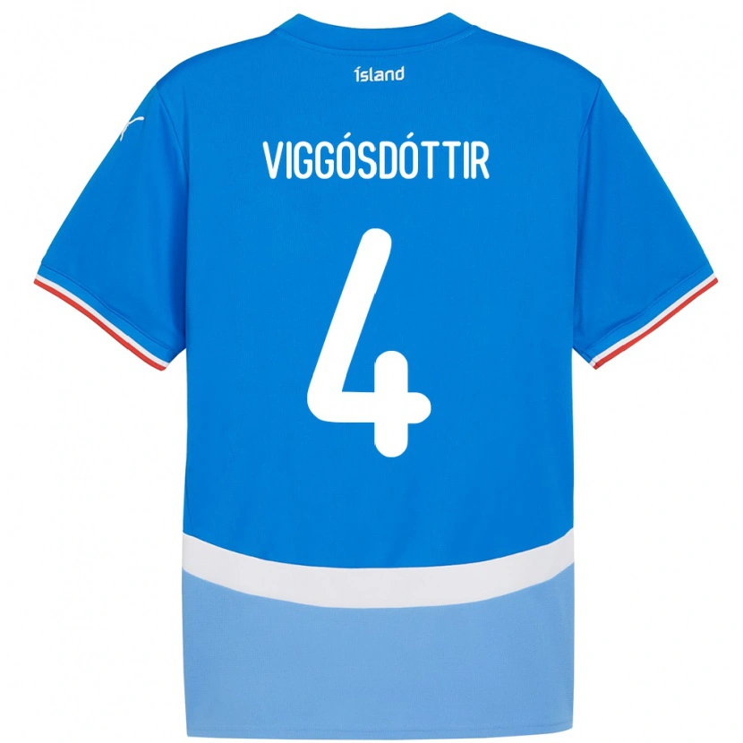 Danxen Bambino Maglia Islanda Glódís Perla Viggósdóttir #4 Blu Kit Gara Home 24-26 Maglietta