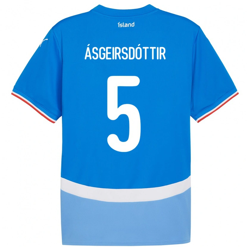 Danxen Bambino Maglia Islanda Emilía Kiær Ásgeirsdóttir #5 Blu Kit Gara Home 24-26 Maglietta
