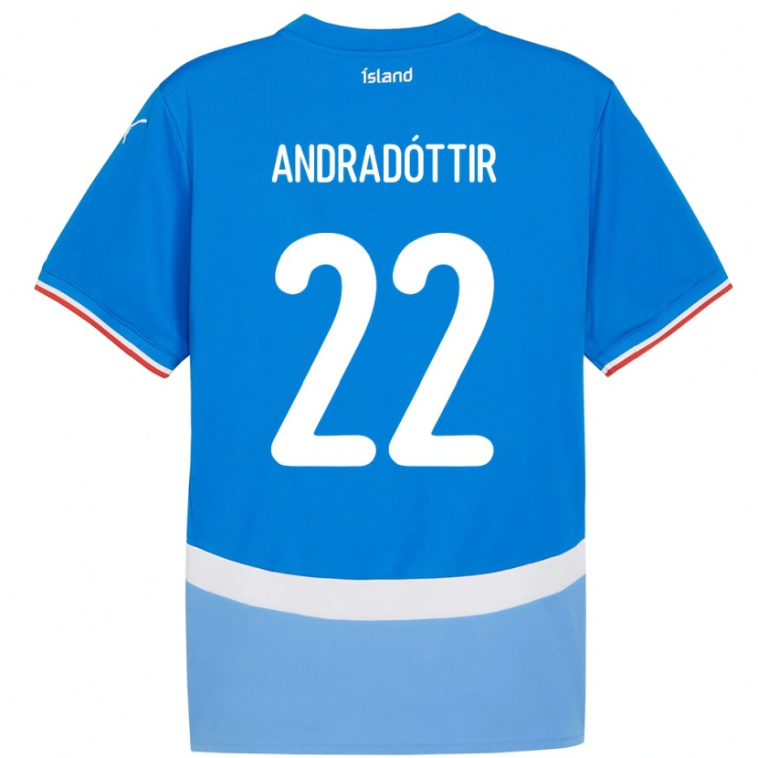 Danxen Bambino Maglia Islanda Amanda Andradóttir #22 Blu Kit Gara Home 24-26 Maglietta