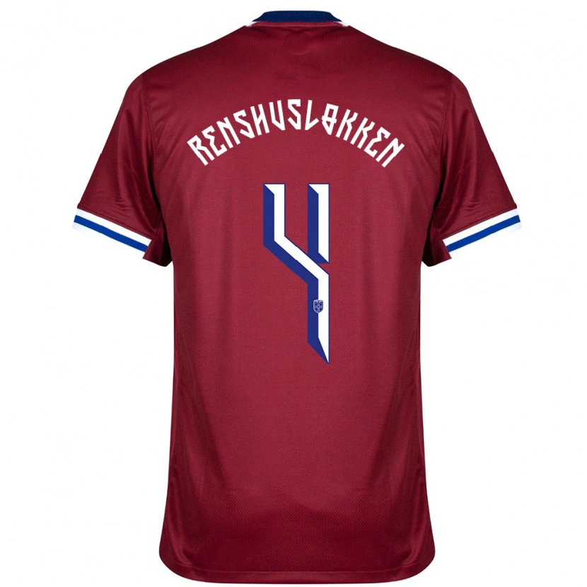 Danxen Bambino Maglia Norvegia Jesper Renshusløkken #4 Rosso Blu Bianco Kit Gara Home 24-26 Maglietta