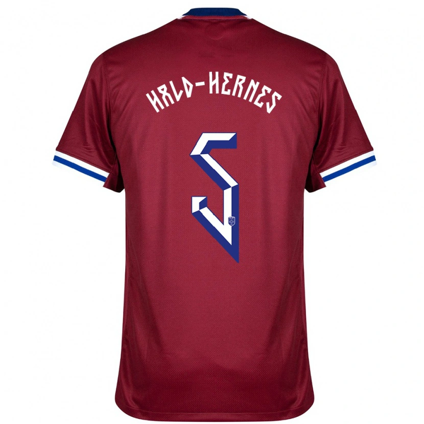 Danxen Bambino Maglia Norvegia Ulrik Hald-Hernes #5 Rosso Blu Bianco Kit Gara Home 24-26 Maglietta