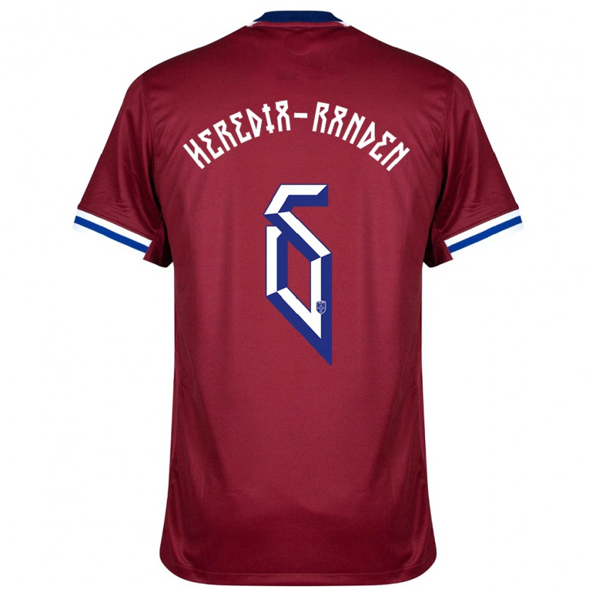 Danxen Bambino Maglia Norvegia Andreas Heredia-Randen #6 Rosso Blu Bianco Kit Gara Home 24-26 Maglietta