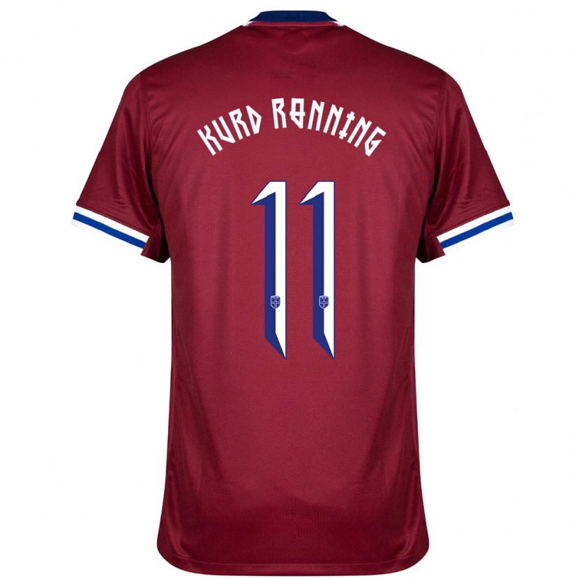 Danxen Bambino Maglia Norvegia Adrian Kurd Rønning #11 Rosso Blu Bianco Kit Gara Home 24-26 Maglietta