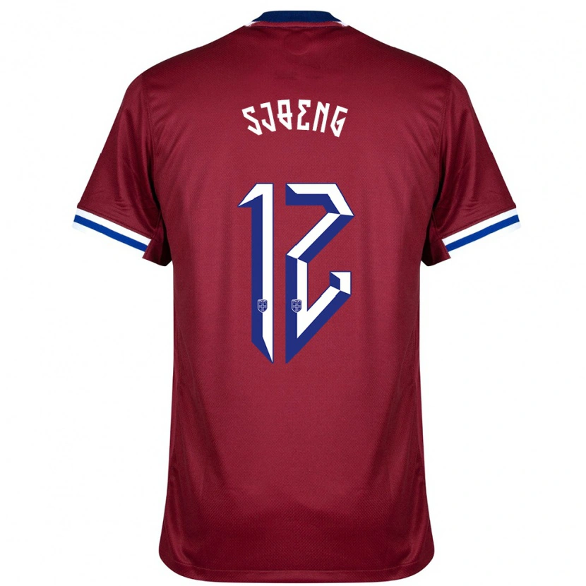 Danxen Bambino Maglia Norvegia Magnus Sjøeng #12 Rosso Blu Bianco Kit Gara Home 24-26 Maglietta
