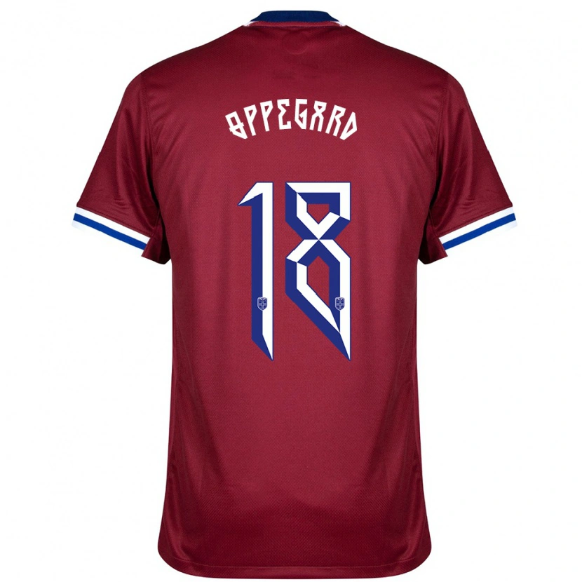 Danxen Bambino Maglia Norvegia Fredrik Oppegård #18 Rosso Blu Bianco Kit Gara Home 24-26 Maglietta