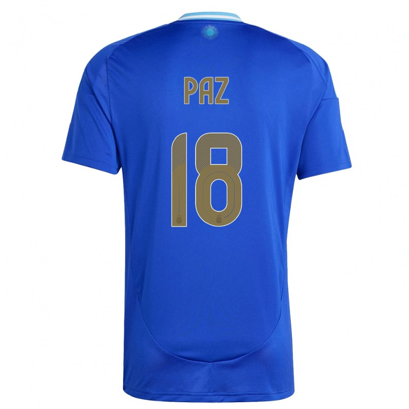 Danxen Bambino Maglia Argentina Nico Paz #18 Blu Kit Gara Away 24-26 Maglietta