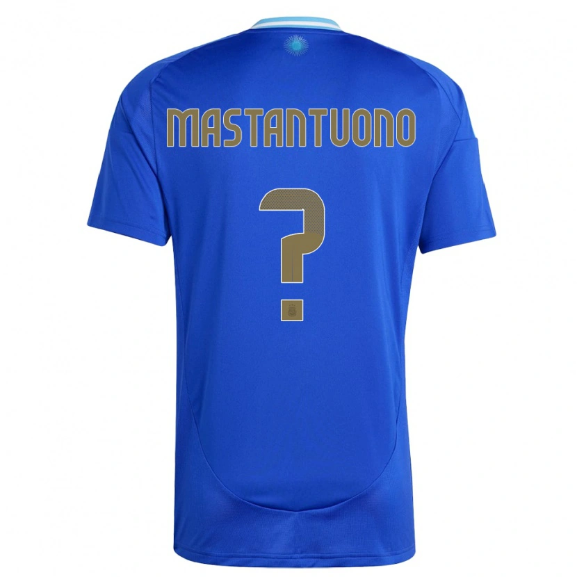 Danxen Bambino Maglia Argentina Franco Mastantuono #0 Blu Kit Gara Away 24-26 Maglietta