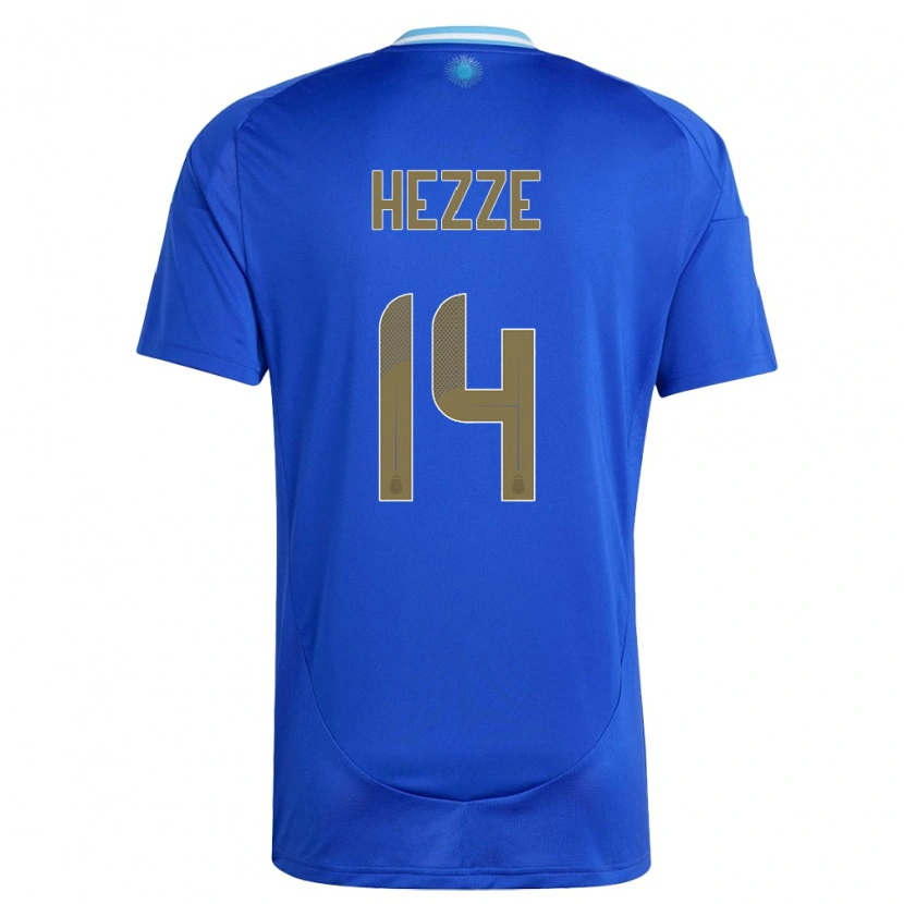 Danxen Bambino Maglia Argentina Santiago Hezze #14 Blu Kit Gara Away 24-26 Maglietta