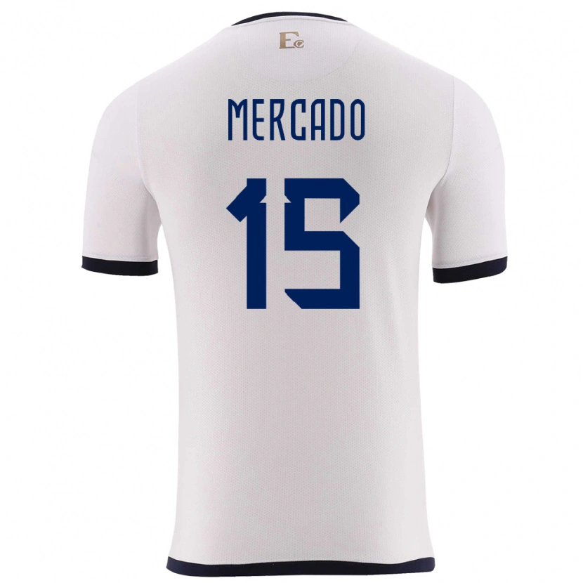 Danxen Bambino Maglia Ecuador John Mercado #15 Bianco Kit Gara Away 24-26 Maglietta