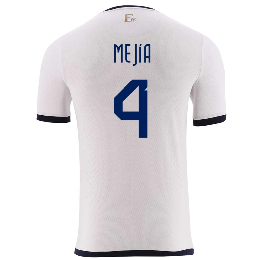 Danxen Bambino Maglia Ecuador Jordan Mejía #4 Bianco Kit Gara Away 24-26 Maglietta