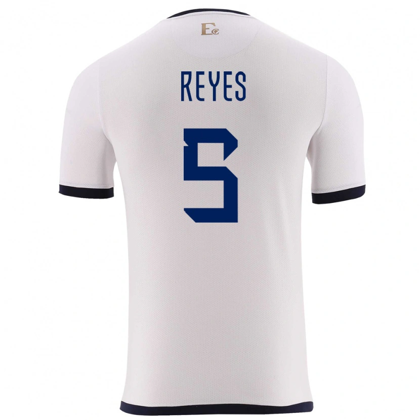 Danxen Bambino Maglia Ecuador Jairo Reyes #5 Bianco Kit Gara Away 24-26 Maglietta