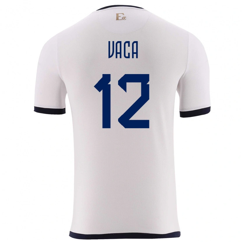 Danxen Bambino Maglia Ecuador Mijail Vaca #12 Bianco Kit Gara Away 24-26 Maglietta