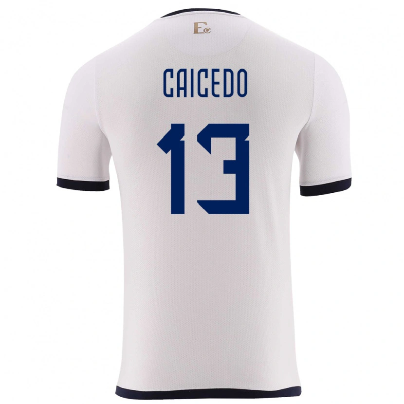 Danxen Bambino Maglia Ecuador Renato Caicedo #13 Bianco Kit Gara Away 24-26 Maglietta
