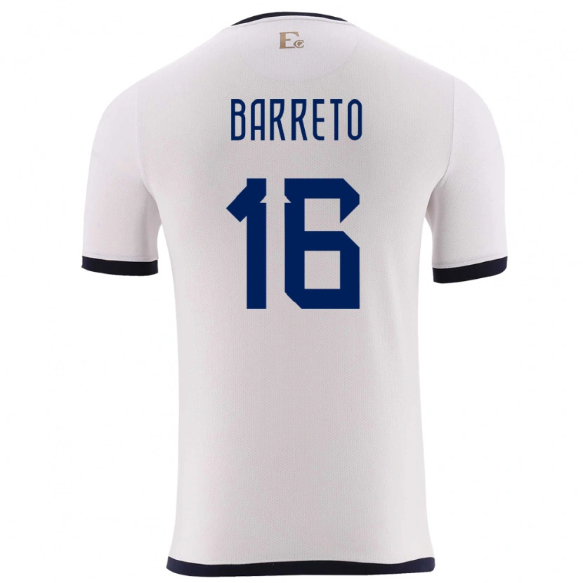 Danxen Bambino Maglia Ecuador Andry Barreto #16 Bianco Kit Gara Away 24-26 Maglietta