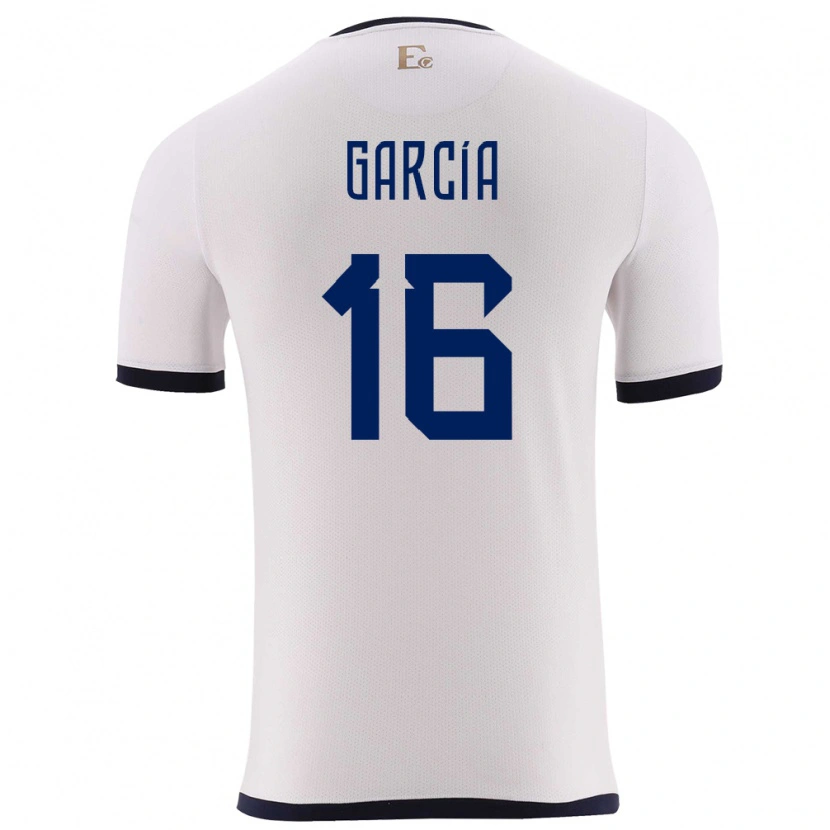 Danxen Bambino Maglia Ecuador Yaxi García #16 Bianco Kit Gara Away 24-26 Maglietta
