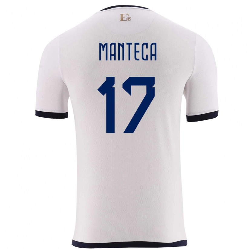 Danxen Bambino Maglia Ecuador Demcy Manteca #17 Bianco Kit Gara Away 24-26 Maglietta