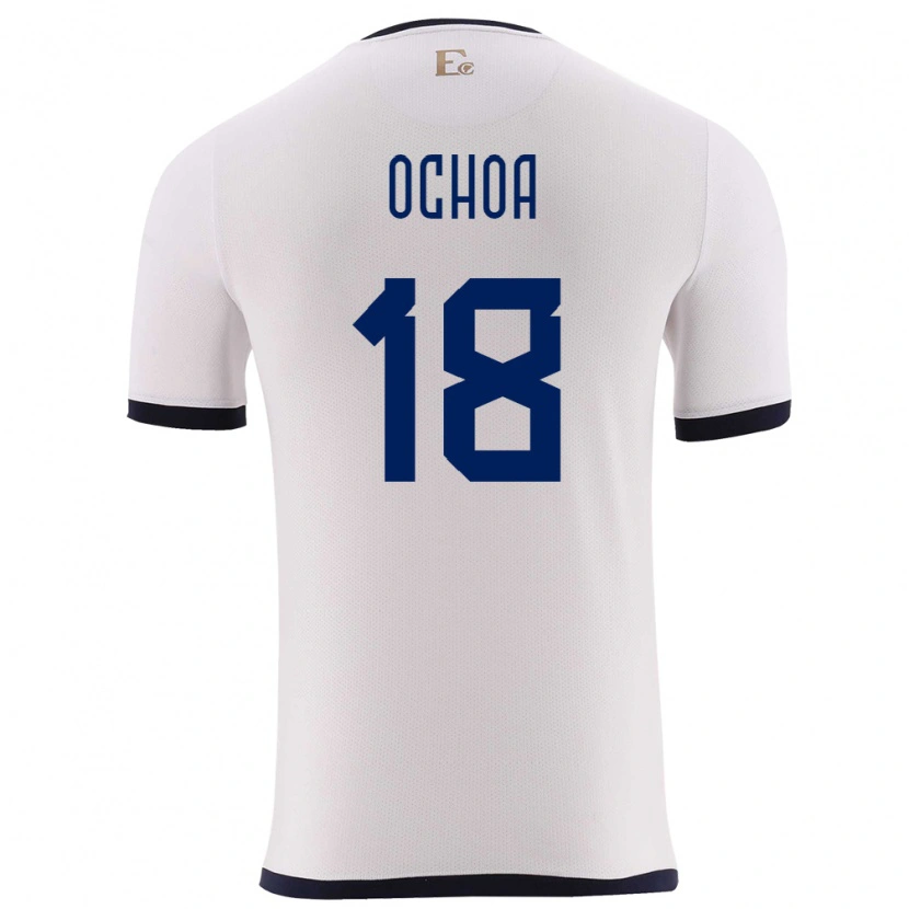 Danxen Bambino Maglia Ecuador Youri Ochoa #18 Bianco Kit Gara Away 24-26 Maglietta