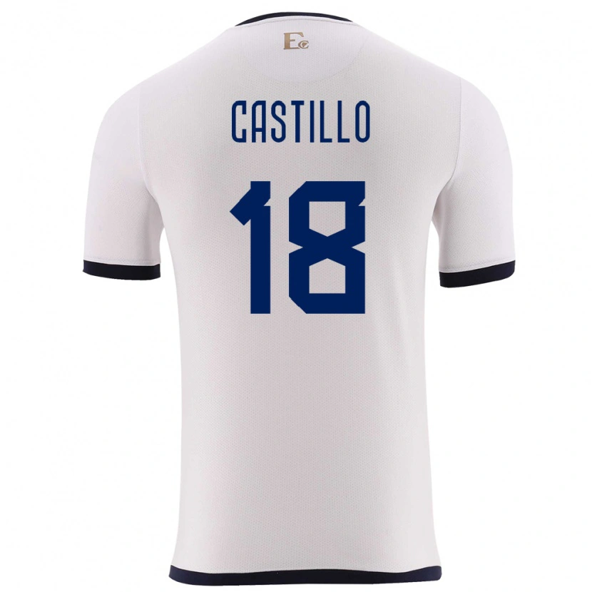 Danxen Bambino Maglia Ecuador Ederson Castillo #18 Bianco Kit Gara Away 24-26 Maglietta