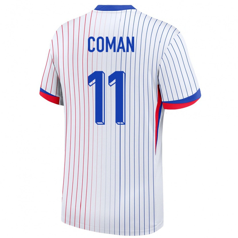 Danxen Bambino Maglia Francia Kingsley Coman #11 Bianco Kit Gara Away 24-26 Maglietta