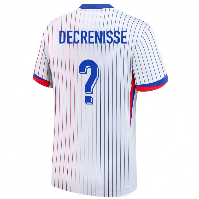 Danxen Bambino Maglia Francia Axel Decrenisse #0 Bianco Kit Gara Away 24-26 Maglietta