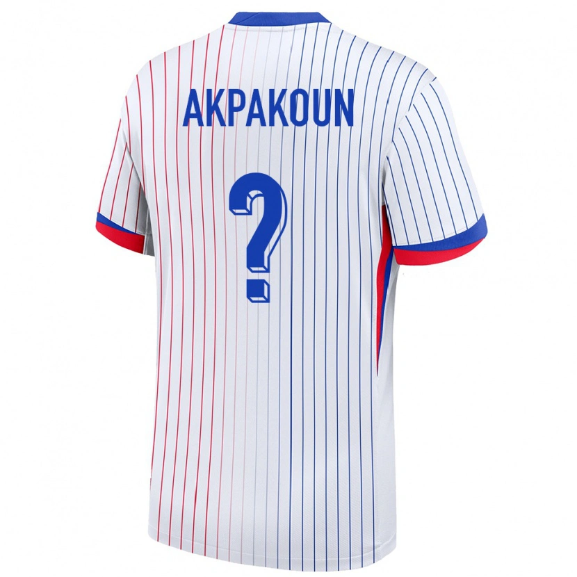 Danxen Bambino Maglia Francia Noé Akpakoun #0 Bianco Kit Gara Away 24-26 Maglietta