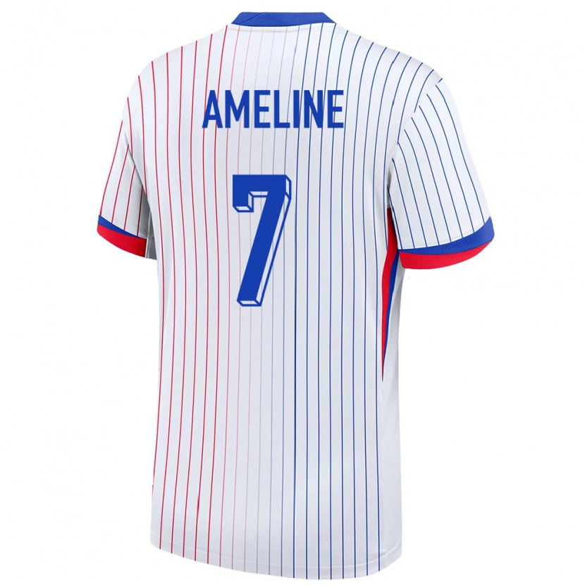 Danxen Bambino Maglia Francia Soan Ameline #7 Bianco Kit Gara Away 24-26 Maglietta