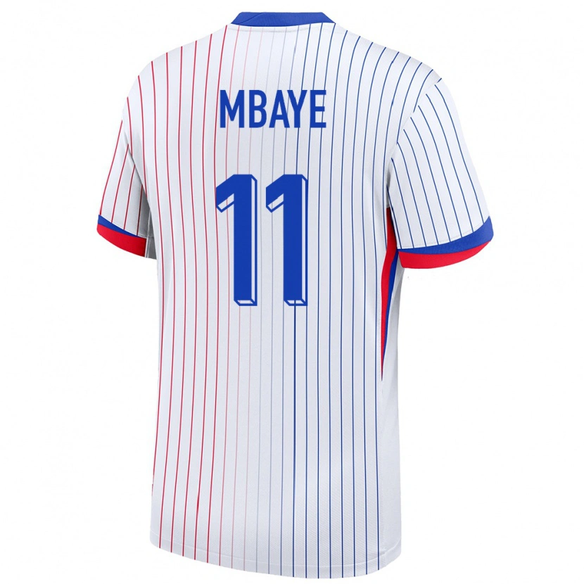 Danxen Bambino Maglia Francia Ibrahim Mbaye #11 Bianco Kit Gara Away 24-26 Maglietta
