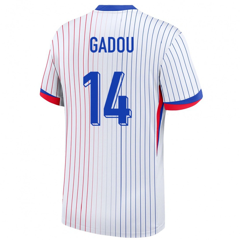 Danxen Bambino Maglia Francia Joane Gadou #14 Bianco Kit Gara Away 24-26 Maglietta